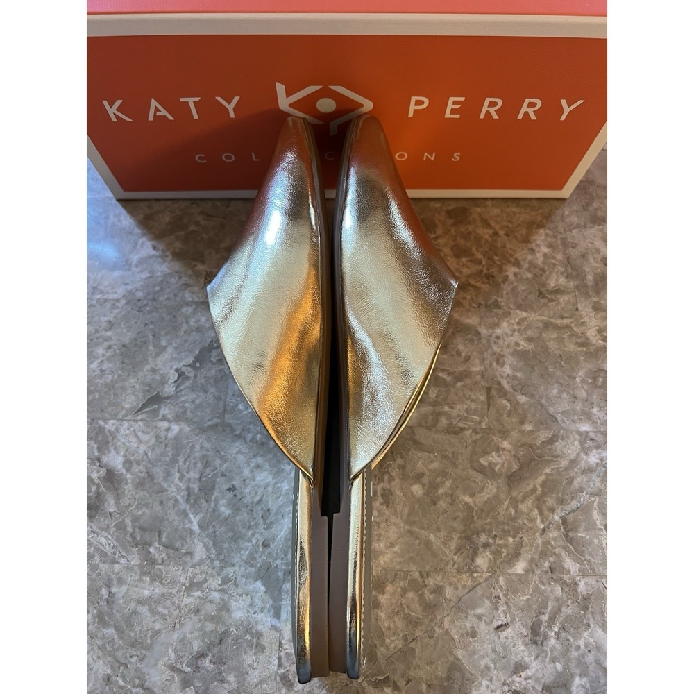 Katy Perry Women's Sz 10 Evie Mule Textured Faux Nappa GOLD Slide On  Shoes  NEW - Picture 3 of 7